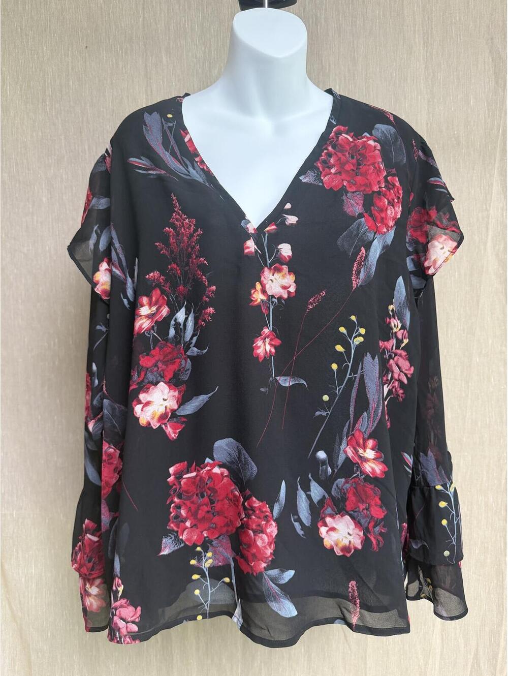A New Day Long Sleeve Floral Blouse - XXL